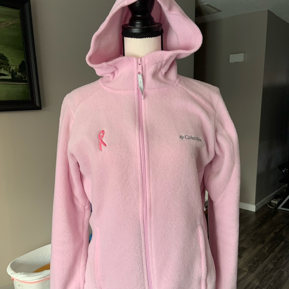 Columbia breast cancer full zip hooded fleece jacket